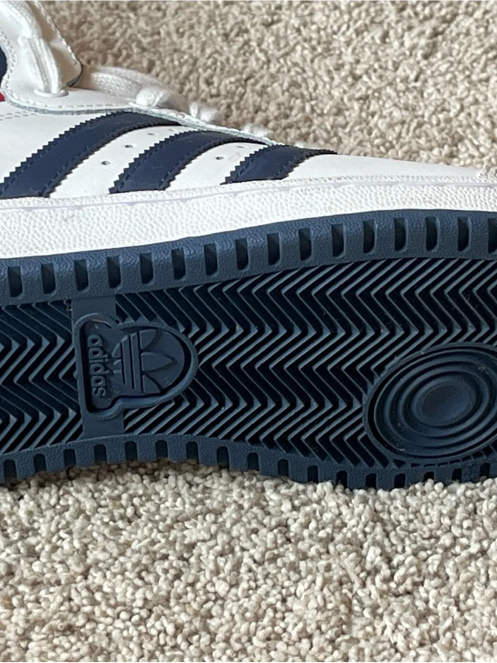 adidas White and Navy Top Ten High-Top Sneakers